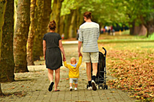 A family stroll through a park